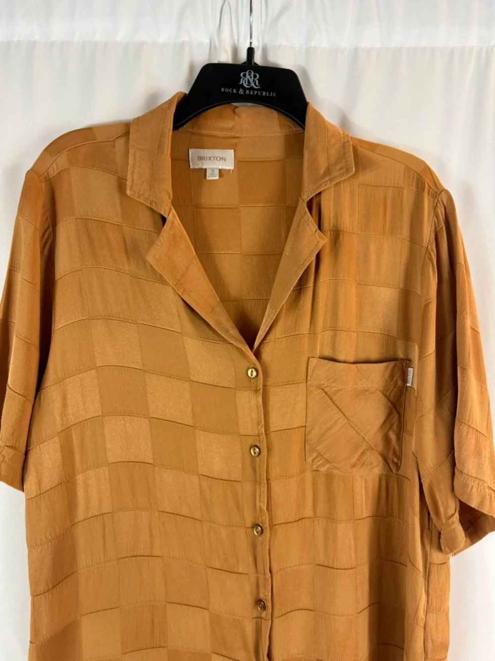 Brixton women  Short-Sleeve Button-Up Shirt in Rust size: S